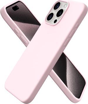 Compatible with iPhone 15 Pro Max Case 6.7", Slim Liquid Silicone 3 Layers Soft Gel Rubber Shockproof Protective Phone Case with Anti-Scratch Microfiber Lining-Chalk Pink