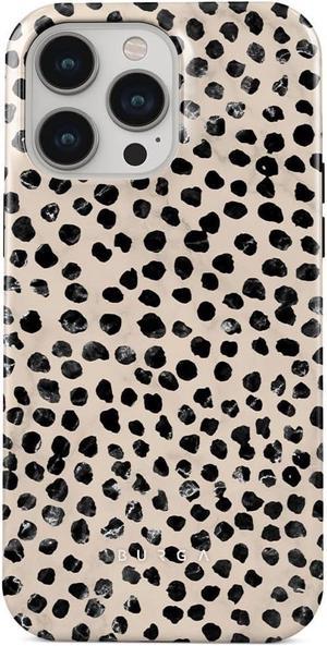 BURGA Phone Case Compatible with iPhone 15 PRO  Hybrid 2Layer Hard Shell  Silicone Protective Case Black Polka Dots Pattern Nude Almond Latte  ScratchResistant Shockproof Cover