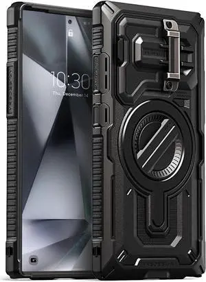 VRS DESIGN Terra Guard Ultimate for Galaxy S24 Ultra Case [Magnetic], Premium Fully Covered [Camera Lens Protection Cover] [Kickstand] Case Compatible with Magsafe (2024/Black)