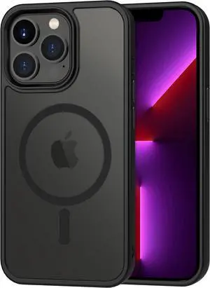 CACOE Magnetic Case for iPhone 13 Pro 6.1 inch-Compatible with MagSafe & Magnetic Car Phone Mount,Anti-Fingerprint TPU Thin Phone Cases Cover Protective Shockproof (Matte Black)