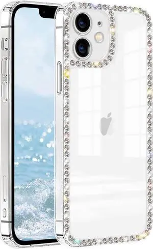 Compatible with iPhone 11 Clear Case Bling Diamond Rhinestone Cute for Girls Women Girly Case Glitter Shiny Sparkle Bumper Design Soft Silicone Luxury Fashion Protective 3D Phone Case