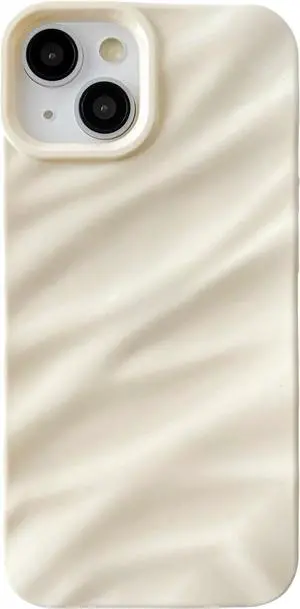 for iPhone 14 Case,Water Ripple Pattern Curly Wave Shape Soft Compatible with iPhone Case (iPhone 14,White)