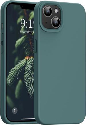 OuXul for iPhone 14 Case, iPhone 13 Case Shockproof Liquid Silicone Protective Phone Case with Soft Anti-Scratch Microfiber Lining Ultra Slim Drop Protection Phone Cover 6.1 inch(Forest Green)