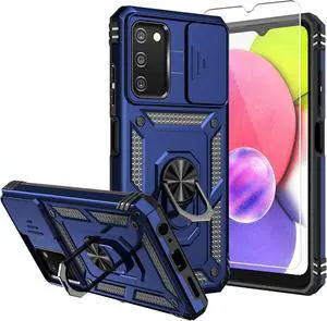 for Samsung Galaxy A03S Phone Case,Galaxy A03S Phone Case,with Screen Protectors and Camera Cover,[Military Grade] 16ft.Drop Tested Cover with Magnetic Kickstand Protective Case for A03S, TC-Blue