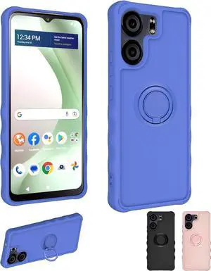 jioeuinly BLU VIEW5 Case Compatible for BLU VIEW 5 Phone Case B160V Cover [with Tempered Glass Screen Protector][ 2MM Thickening Super Protection][Ring Support] Blue