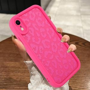 MOWIME Compatible with iPhone XR Case, Cheetah Print Shockproof Soft TPU Protective Case for Women Girls, Slim Anti Scratch Leopard Case for iPhone XR 6.1 Inch, Hot Pink