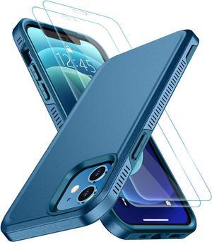 Designed for iPhone 12 Case/iPhone 12 Pro Case, [10 FT Military Grade Drop Protection] [with 2 pcs Tempered Glass Screen Protector] Protective Cover for iPhone 12/12 Pro (Sea Blue)