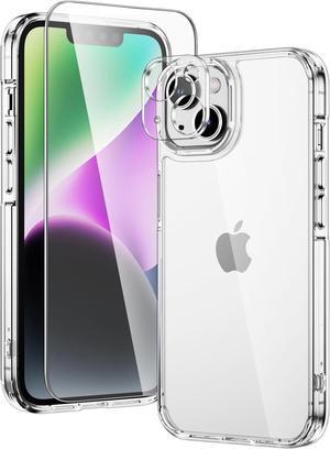 for iPhone 14 Case Clear with Screen Protector, Camera Lens Protector, Military-Grade Protection, Hybrid iPhone 14 Clear Case with Cushion buffer (Crystal Clear)