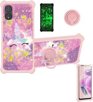 jioeuinly Celero 5G SC 2024 Case Compatible for Boost Mobile Celero5G SC Phone Case Cover [with Tempered Glass Screen Protector][PC + Silicone] [Gold Glitter+Luminous] JSF-DJS