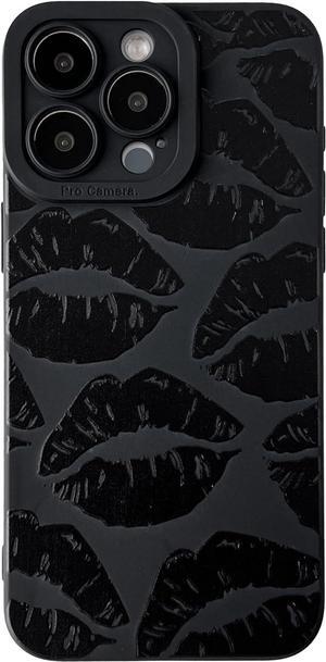 Black Lips Print Soft Phone Case Compatible with iPhone Case (Black,iPhone 12)