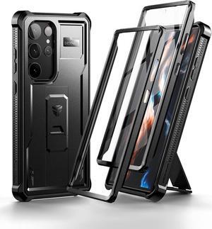 Dexnor for Samsung Galaxy S23 Ultra Case, Double Front Frame & Stand, Shock Absorber Technology Drop Protection, Robust Mobile Phone Case, Shockproof Protective Case - Black