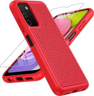 BNIUT for Samsung Galaxy A03s Case Shockproof: Dual Layer Protective Heavy Duty Cell Phone Cover Rugged with Non Slip Textured Back - Military Protection Bumper Tough - 6.5inch (Red)