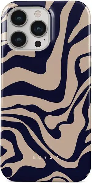 BURGA Phone Case Compatible with iPhone 14 PRO - Hybrid 2-Layer Hard Shell + Silicone protective Case - Blue Lines Aesthetic Pattern - Scratch-Resistant Shockproof Cover