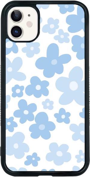 Light Blue Flower Phone Case Compatible with iPhone 11 6.1 Inch - Shockproof Protective TPU Cute Blue Floral iPhone Case Designed for iPhone 11 Case for Men Girls Women Boys (Bloom)