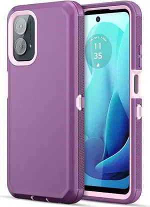 Jiunai for Moto G 5G 2024 Case, 2 in 1 Dual Layer Heavy Duty Port Protection Shockproof Protective Cover Tough Dust Proof Rugged Cover Cell Phone Case for Motorola Moto G 5G 2024 6.6 Display, Purple