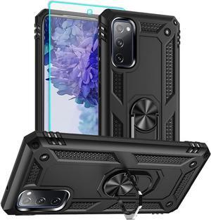 for Samsung Galaxy S20 FE Case, Samsung S20 FE Case with HD Screen Protector, [Military Grade 16ft. Drop Tested] Ring Shockproof Protective Phone Case for Samsung Galaxy S20 FE,Black