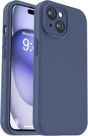 Vooii Compatible with iPhone 15 Case, Upgrade Defender Liquid Silicone, [Enhanced Camera Protection] [Soft Anti-Scratch Microfiber Lining] Shockproof Phone Case for iPhone 15 6.1 inch - Navy Blue