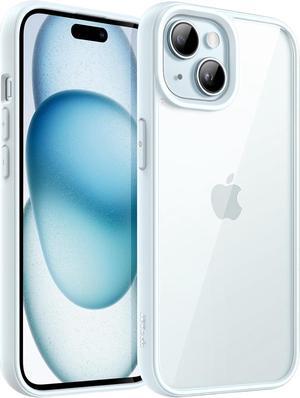 Case for iPhone 15 6.1-Inch, Shockproof Phone Bumper Cover, Solid Color Matte TPU Frame, Anti-Scratch Clear Back (Blue)