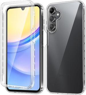 for Samsung Galaxy A15-5G Case: Phone Case with Built-in Screen Protector Protective Silicone Cell Phone Cover Rugged Shockproof Full Protection Slim Dual Layer Case for Men & Women Clear