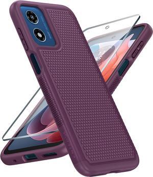for Motorola Moto G-Play-2024 Case: Dual Layer Protective Heavy Duty Cell Phone Cover Shockproof Rugged with Non Slip Textured Back - Military Protection Bumper Tough (Purple)