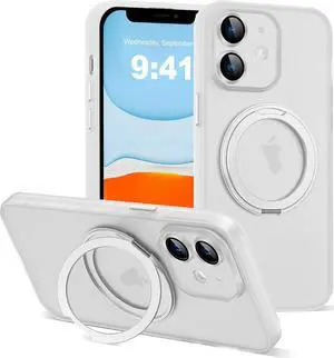 Compatible with iPhone 11 Case 6.1"[Full Camera Lens Protection][Compatible with Mag-Safe][360°Rotatable Magnetic Ring Stand] Protective Case for iPhone 11,Translucent
