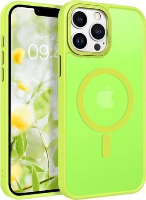 for iPhone 13 Pro Max Phone Case,iPhone 13 Pro Max Magnetic Case [Compatible with MagSafe] Translucent Matte Shockproof Women Men Protective Case for iPhone 13 Pro Max 6.7",Fluorescent Green