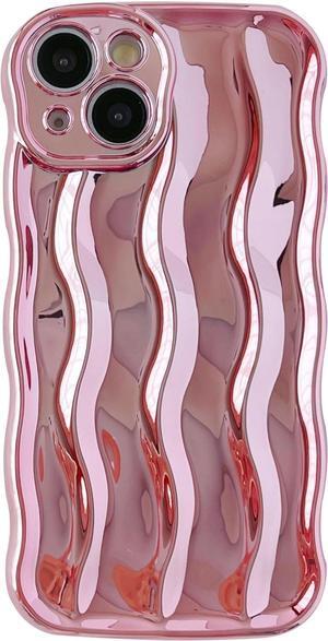 for iPhone 13 Pro Max Case,Water Ripple Pattern Curly Wave Frame Soft Compatible with iPhone Case (Light Pink,iPhone 13 Pro Max)