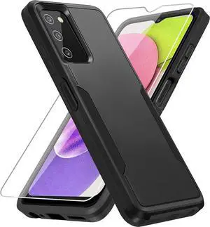 for Samsung Galaxy A03S Case, Galaxy A03S Case with Screen Protector [Military Grade Drop Tested] Heavy-Duty Tough Rugged Shockproof Protective Case for Samsung A03S, Black