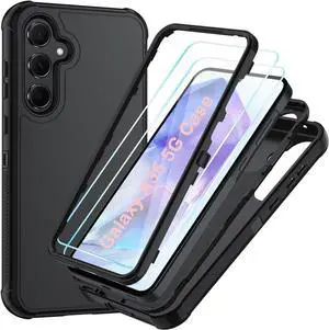 for Samsung Galaxy A35 5G Case, Galaxy A35 5G Case with HD Screen Protector [3 Layer] Military-Grade Heavy-Duty Shockproof Protective for Galaxy A35 5G Phone Case (Black/Black)