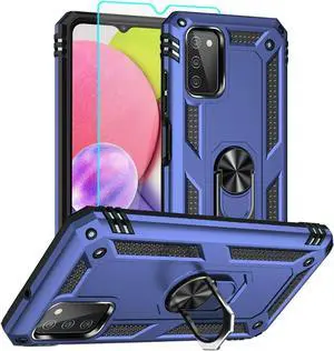 for Samsung Galaxy A03s Phone Case, Galaxy A03s Phone Case with HD Screen Protector, [Military Grade 16ft. Drop Tested] Ring Shockproof Protective Phone Case for Samsung A03s,Blue