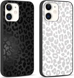 2 Pack Cute Cheetah Print for Apple iPhone 11 6.1 Inch Phone Case,Luxury Leopard Pattern Design Cases Soft Silicone Slim TPU Shockproof Protective Bumper Cover for Women Girls-Black & White