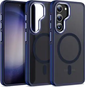 for Samsung S23 Case, Compatible with MagSafe, Magnetic Phone Case for Galaxy S23, [Translucent Matte] [Anti-Slip] Full-Body Protection, Slim Color Hybrid Cover (Darkblue)