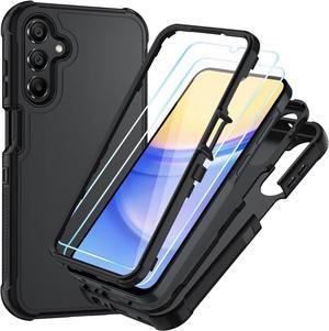 for Galaxy A15 5G Case, Samsung Galaxy A15 5G Case with HD Screen Protector [3 Layer] Heavy-Duty Tough Rugged Shockproof Protective Phone Case for Samsung A15 5G (Black/Black)