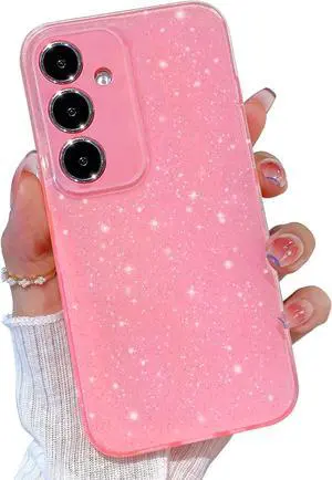 for Samsung Galaxy A35 5G Case Glitter, for Galaxy A35 5G Phone Case for Women Girls Sparkly Bling Girly Neon Bright Color Slim Soft Phone Case Cover for Samsung A35 5G 6.6 inch, Pink