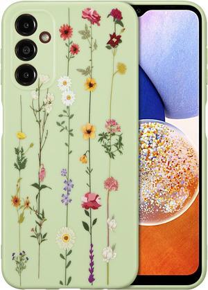 Floral Case for Samsung Galaxy A15 4G/5G,Clear Cute Flower Pattern Case for Girls Women,Flexible Silicone Protective Slim Shockproof Bumper Phone Case for Galaxy A15 6.5",Green
