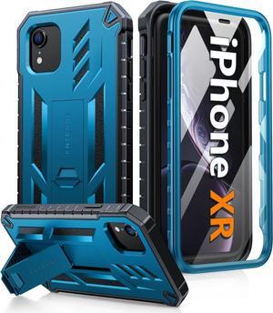 for iPhone XR Phone Case: Military Grade Full Protection Shockproof Hard Phonecase with Kickstand - Rugged Protective Cases Matte Textured Drop Proof Heavy Duty Cover - Blue