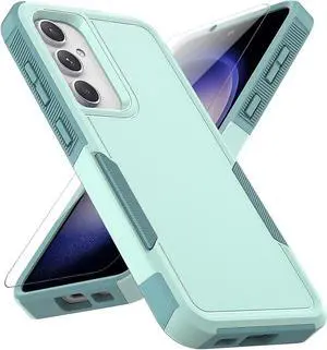 for Samsung Galaxy S23 FE Case: Dual Layer Protective Heavy Duty Cell Phone Cover Shockproof Rugged with Screen Protector - Military Protection Bumper Tough - Samsung Galaxy S23 FE 5G 2023, Green