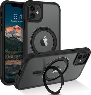 for iPhone 11 Phone Case, iPhone 11 Magnetic Case [Compatible with MagSafe] Rotatable Ring Holder Kickstand Design Shockproof Women Men Girl Boy Protective Cover for iPhone 11 6.1 2019, Black