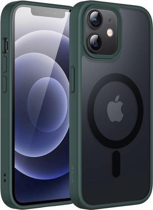 Magnetic Case for iPhone 12/12 Pro 6.1-Inch Compatible with MagSafe, Translucent Matte Back Slim Shockproof Phone Cover (Dark Green)