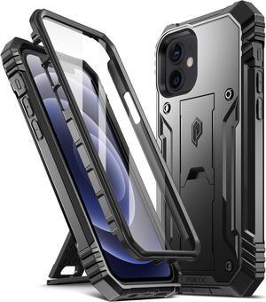 Revolution Case Compatible with iPhone 12 / iPhone 12 Pro 6.1 inch (2020 release), Full-Body Rugged Dual-Layer Shockproof Protective Cover with Kickstand and Built-in-Screen Protector, Black