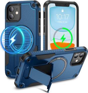 Caka for iPhone 11 Case, iPhone 11 Phone Case [Compatible with Magsafe] [Built-in Invisible Stand] [Heavy Duty Drop Protection] Shockproof Rugged Protective Magnetic Cover Accessories Navy Blue