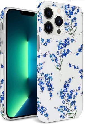 Floral iPhone 13 Pro Max Case, Soft TPU Design, Shockproof Bumper for Women & Girls - 6.7" Blue