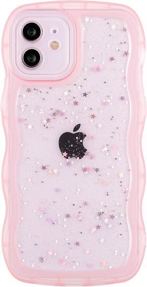 Compatible with iPhone 12 mini,Cute Kawaii Bling Sparkle Glitter Frame Shape Soft Silicone Shockproof Protective Phone Case Cover for Women Girls Pink