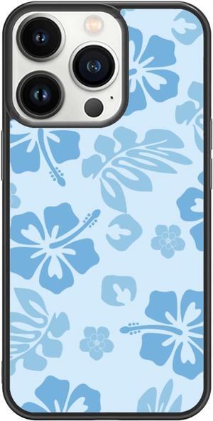 Blue Hibiscus Phone Case Compatible with iPhone 13 Pro 6.1 Inch - Shockproof Protective TPU Cute Flower Printed Phone Case Designed for iPhone 13 Pro Case for Men Girls Women