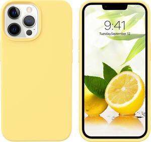 GUAGUA Compatible with iPhone 13 Pro Max Case 6.7 Inch Liquid Silicone Soft Gel Rubber Slim Microfiber Lining Cushion Texture Cover Shockproof Protective Phone Case for iPhone 13 Pro Max, Yellow