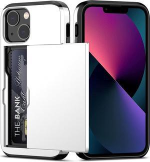 for iPhone 13 Mini Case with Card Holder Heavy Duty Protective Dual Layer Shockproof Hidden Card Slot Slim Wallet Case for iPhone 13 Mini for Men&Women(White)