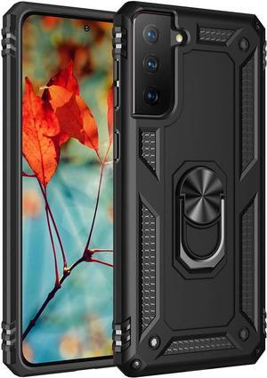 Military Grade Drop Impact for Samsung Galaxy S21 Plus Case Galaxy S21 Plus 5G Case 360 Metal Rotating Ring Kickstand Holder Armor Heavy Duty Shockproof Case for Galaxy S21 Plus Phone Case (Black)