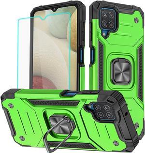 for Samsung Galaxy A12 Case, Samsung A12 Case with Screen Protector, 360°Military Grade Rotatable Kickstand (Heavy Duty) Protective Cases for Samsung Galaxy A12 (Green)