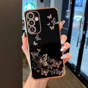 Phone Case for Samsung Galaxy A15 5G,Elegant Butterfly,for Lovely Cute Girls & Women,Soft Plating All-Wrapped Protective and Full Cover Camera Lens for Samsung Galaxy A15 5G Phone Case-Black
