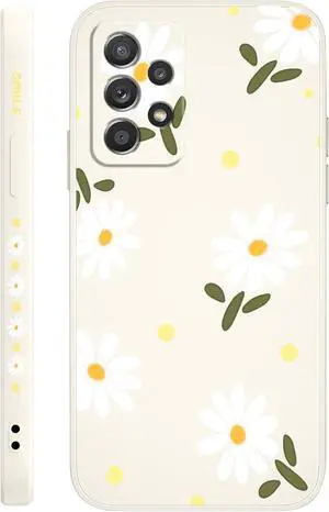 for Samsung Galaxy A52 5G Case, for Samsung A52S 5G Phone Cover Creative Flower Designs Soft Silicone Drop Protective Galaxy A52 and Galaxy A52S 5G Phone Case-Daisy White